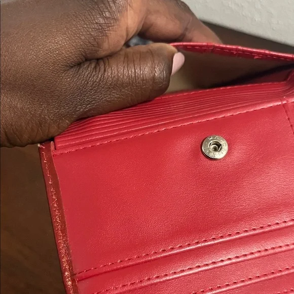 EUC- Burton Red Genuine Leather Exterior  Wallet with Metal Accents - Picture 6 of 12